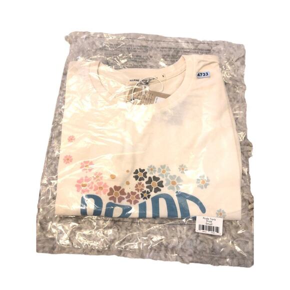 Marine Layer Pride Giving Tank Sleeveless Graphic Print Muscle Tee Cream NWT S - Picture 3 of 7